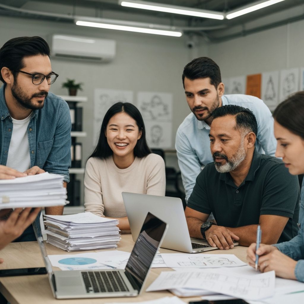 Proprietários de PME a trabalhar em equipa